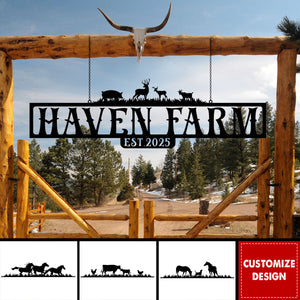 Personalized Black Metal Farm Metal Sign