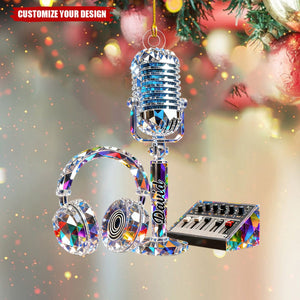 Personalized Microphone And Headphone Themed Ornament
