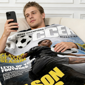 Personalized Soccer Magazine Cover Blanket - Gifts For Soccer Player