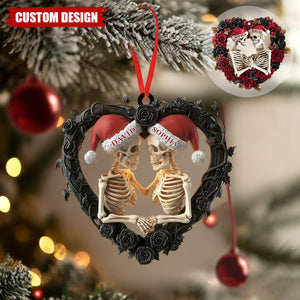 Personalized Skeleton Couple Acrylic Christmas Ornament - Gifts For Lovers
