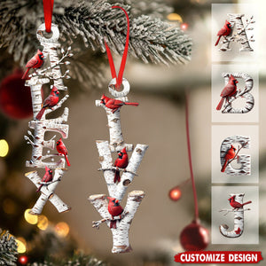 Memorial Cardinal - Personalized Your Name Letters Ornament - Gift For Heaven