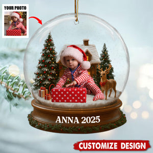 Celebrate Your Baby's First Christmas With Santa Suit And Reindeer, Personalized Acrylic Ornament