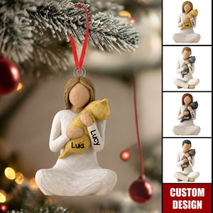 Personalized Girl/Boy Hugging Cat Acrylic Ornament