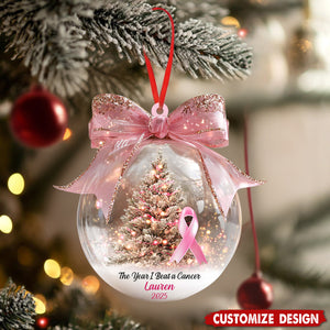 The Year We Beat A Cancer - Personalized Ornament - Gift for Cancer Fighter