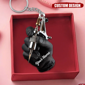 Personalized Tattoo Machine Keychain-Tattoo Artist Gift