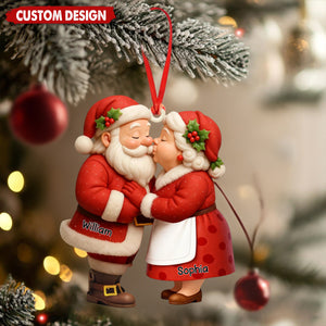 Personalized Santa Couple Acrylic Ornament - Gift For Grandma Grandpa