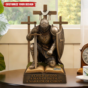 Knight Kneeling Down In Armor Acrylic Plaque - Personalized Gifts For Armor of God