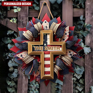 God Bless The American - Personalized Christian Custom Shaped Wood Sign