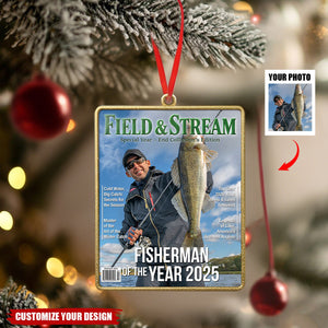 Personalized Photo Fishing Photo Christmas Ornament - Gifts For Fishing Lover