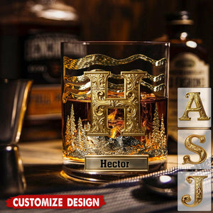 Alphabet Initial For Whiskey, Bourbon Lovers - Personalized Whiskey Glass