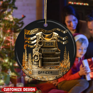 Personalized Police Officer Ceramic Ornament - Serve And Protect