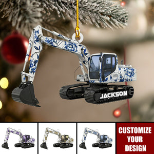 Personalized Excavator Christmas Ornament
