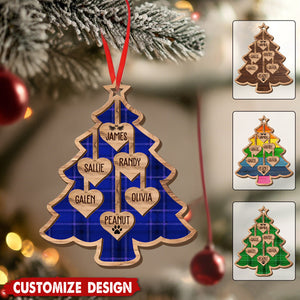 Personalized Wooden Family Tree Christmas Ornament - Gift For Family
