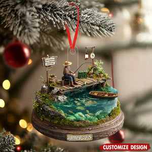 Personalized Fishing Man Christmas Ornament