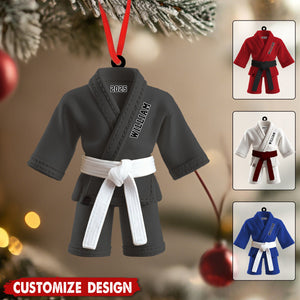 Personalized Black Belt Karate Jiu-Jitsu Christmas Ornament