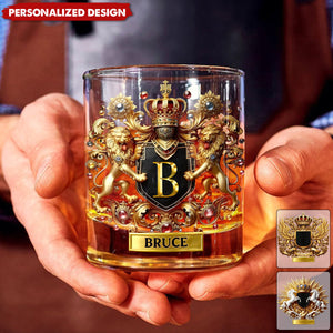 Lion/ Eagle/ Horse Coat Of Arms-Personalized Whisky Whiskey Glass