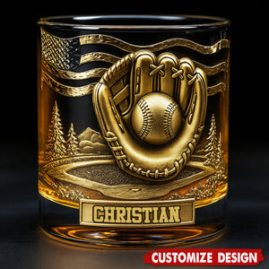 Personalized Baseball Whiskey Glass - Baseball Lovers Gift