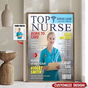 Personalized Top Nurse Magazine Cover Poster - Gift for Nurse