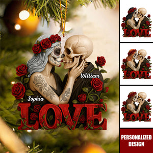 Personalized Skull Couple Acrylic Ornament-Gifts For Couple