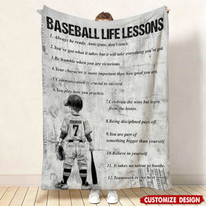 Baseball Life Lessons - Personalized Baseball Fleece Blanket
