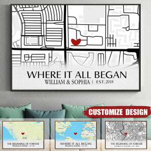 Where It All Began - Couple Personalized Custom Horizontal Poster - Gift For Husband Wife, Anniversary