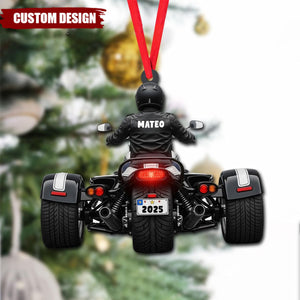 Custom Name Biker Trike Motorcycle Ornament Christmas, Motocycle Custom Trike Tri Glide Ornament, Flat 2D Ornament, Trike Keychain For Him