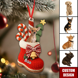 Personalized Dog In Christmas Shoe Ornament- Gift For Dog Lovers