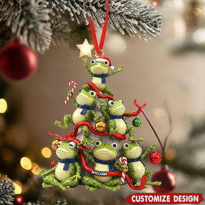 Personalized Frog Shaped Christmas Ornament - Gift For Frog Lover