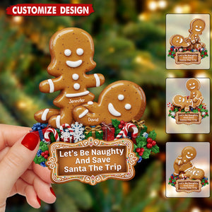 Personalized Naughty Gingerbread Couple Christmas Ornament - Gifts For Couple
