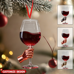 Personalized Wine Glass Christmas Ornament