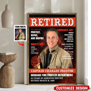 Personalized Firefighter Magazine Cover Poster - Gift For Fireman