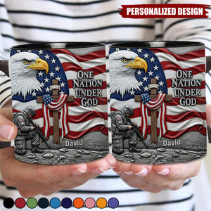 One Nation Under God-Personalized Bald Eagle Accent Mug