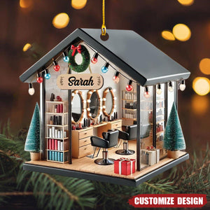 New Release Personalized Hair Salon Acrylic Ornament Gift For Hairdresser