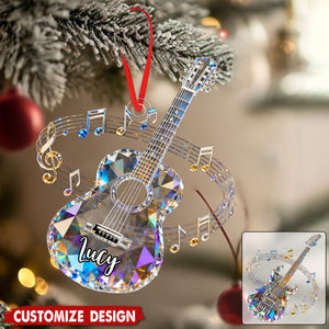 Personalized Crystal Guitar Ornament