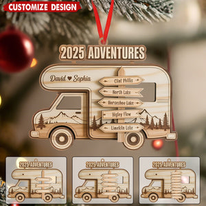 Personalized Travel Adventure Wooden Ornament, Custom Traveling Destination Ornament, Couple Traveling Destination, Travel Gift