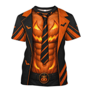 Printed Classic Shirt - Smiling Pumpkin King Design, Unique Halloween Gift for Dad