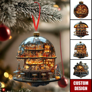 Personalized Luxury Miniature Bar Christmas Ornament - Whiskey Bottle Decoration For Men