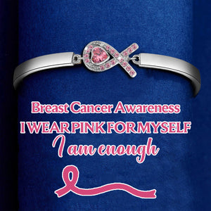 Breast Cancer Awareness Pink Heart Ribbon Bracelet