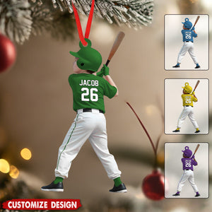 Personalized Kid Baseball Player Ornament - Gift for Kids