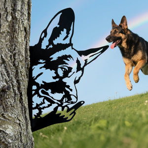 German Shepherd Middle Finger Metal Sign - Versatile Mountable Wall Art