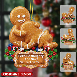 Personalized Naughty Gingerbread Couple Christmas Ornament - Gifts For Couple