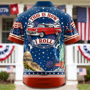 Celebrate America 250 Years - This Is How I Roll - Personalized Classic Car Photo Hawaiian Shirt - Gifts For Dad, Grandpa, Family