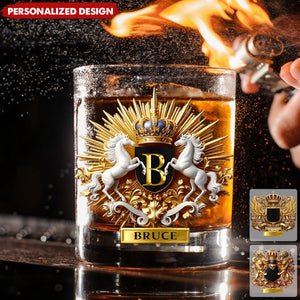 Lion/ Eagle/ Horse Coat Of Arms-Personalized Whisky Whiskey Glass