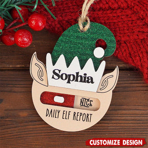 Personalized Daily Elf Report Christmas Ornament - Gift for Kids