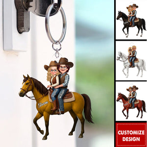 Personalized Horse Couple Acrylic Keychain - Gift For Couple, For Horse Lovers
