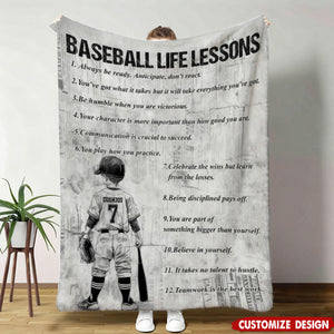 Baseball Life Lessons - Personalized Baseball Fleece Blanket