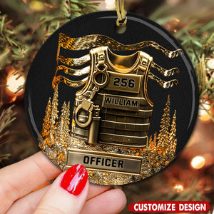 Personalized Police Officer Ceramic Ornament - Serve And Protect