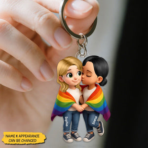 Pride Month LGBT Couple Love Is Love - Personalized Acrylic Keychain, Gift for him Or her