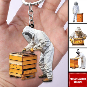 Personalized Beekeeper Keychain-Gift For Honeybee Keeper