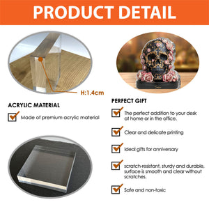 Ornate Floral Skull - Personalized Skull Custom Shaped Acrylic Plaque